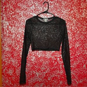 Black mesh see-through crop top. Size small.